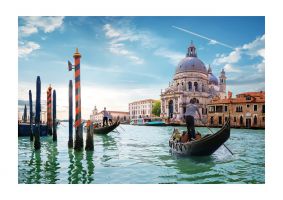 An unframed print of grand canal venice travel photograph in blue