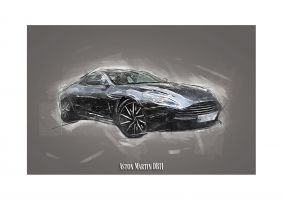 An unframed print of aston martin db11 sports graphic in grey