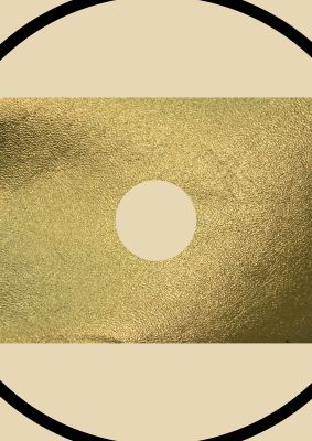 An unframed print of abstract cold black graphical in beige and beige accent colour