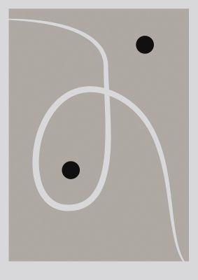 An unframed print of abstract grey white line graphical in grey and white accent colour