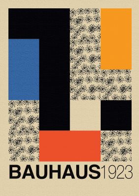 An unframed print of bauhaus six retro in multicolour and black accent colour
