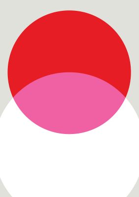 An unframed print of abstract rgb shape one graphical in red and pink accent colour