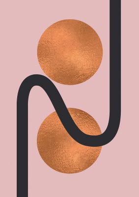 An unframed print of copper and pink abstract two graphical in pink and gold accent colour