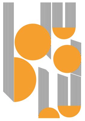 An unframed print of abstract line disc mustard retro in orange and grey accent colour
