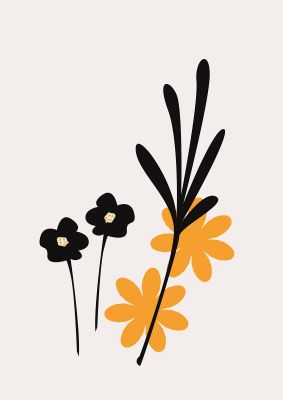 An unframed print of mustard flower series two botanical illustration in white and yellow accent colour