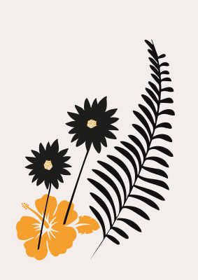 An unframed print of mustard flower series four botanical illustration in white and yellow accent colour