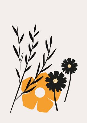 An unframed print of mustard flower series five botanical illustration in white and yellow accent colour
