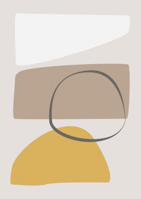 An unframed print of soft abstract pattern series two pattern in beige and yellow accent colour