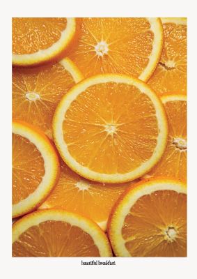 An unframed print of beautiful breakfast citrust two graphical photograph in orange and white accent colour