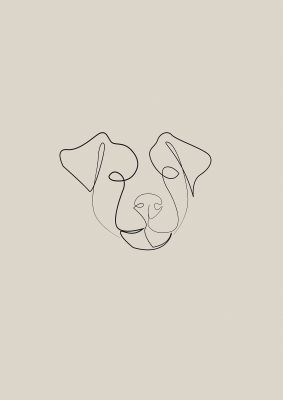 An unframed print of dog lover illustration graphical in beige and black accent colour