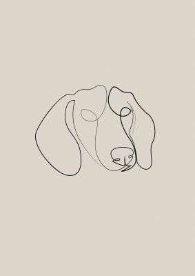 An unframed print of dog lover illustration two graphical in beige and black accent colour