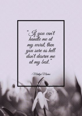 An unframed print of marilyn monroe flower quote in typography in lilac and black accent colour