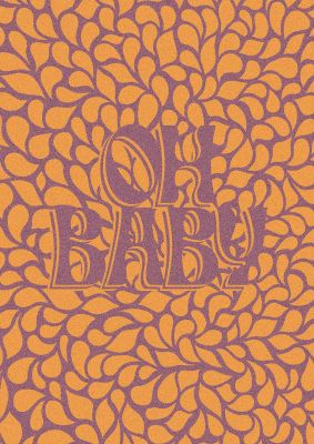 An unframed print of oh baby coral pattern pattern in typography in orange