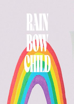 An unframed print of rainbow child graphical illustration in multicolour and rainbow accent colour
