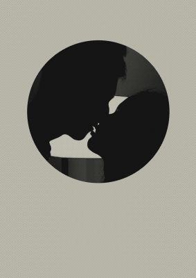 An unframed print of halftone kiss three graphical photograph in grey and black accent colour