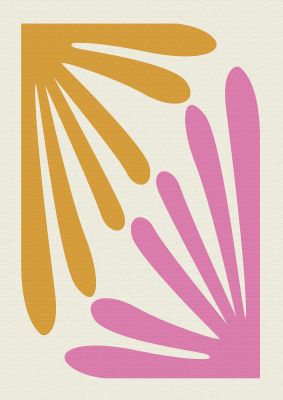 An unframed print of textured pink yellow coral series one graphical abstract in multicolour and beige accent colour