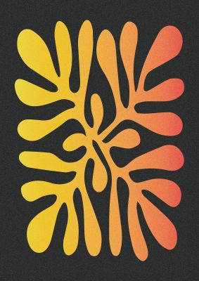 An unframed print of abstract orange coral three graphical in orange and black accent colour