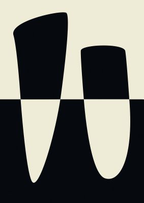 An unframed print of abstract split shape monochrome two monochrome in monochrome