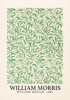 An unframed print of william morris willow bough 1887 a famous paintings illustration in green and beige accent colour