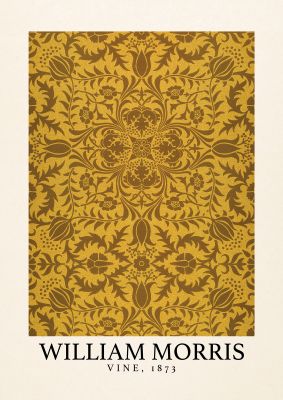 An unframed print of william morris vine 1873 a famous paintings illustration in orange and beige accent colour