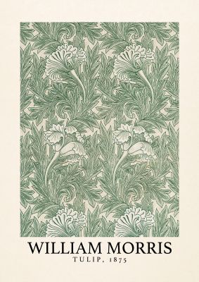 An unframed print of william morris tulip 1875 a famous paintings illustration in green and beige accent colour