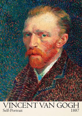 An unframed print of vincent van gogh self portrait 1887 a famous paintings illustration in multicolour and beige accent colour