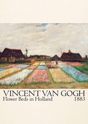 An unframed print of vincent van gogh flower beds in holland 1883 a famous paintings illustration in multicolour and beige accent colour