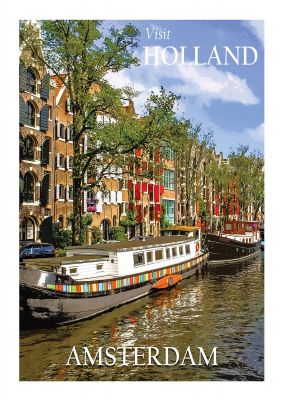 An unframed print of amsterdam holland 2 travel photograph in multicolour and white accent colour