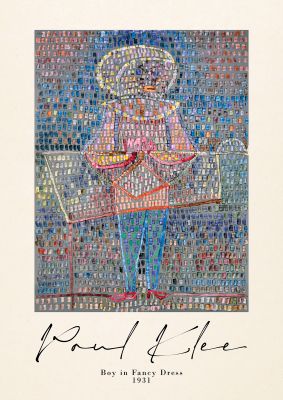 An unframed print of paul klee boy in fancy dress 1931 a famous paintings illustration in multicolour and beige accent colour