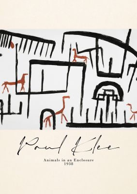 An unframed print of paul klee in an enclosure 1938 a famous paintings illustration in beige and black accent colour