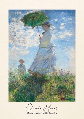 An unframed print of claude monet madame monet her son 1875 a famous paintings illustration in multicolour and beige accent colour