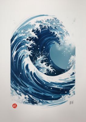One-Stroke Waves Crest Art