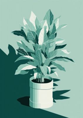 Muted House Plant Risograph Design